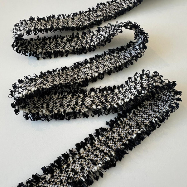 Faixa de Tweed Off / Preto - 3,5cm - 401 Faixa de Tweed Off / Preto - 3,5cm - 401