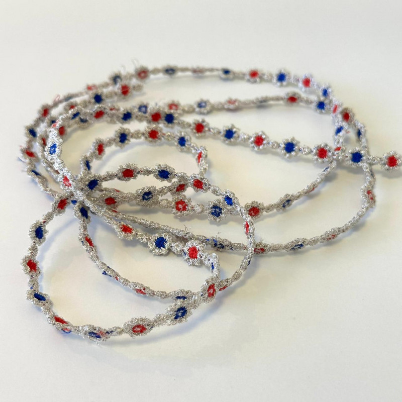 Passamanaria Bordada em Lurex Prata - 9mm - 413