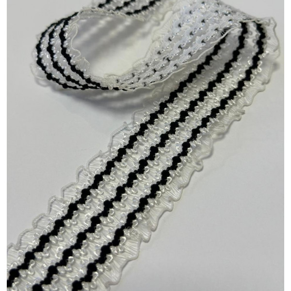 Elástico Decorativo Preto e Branco 3,5cm - 396 Elástico Decorativo Preto e Branco 3,5cm - 396