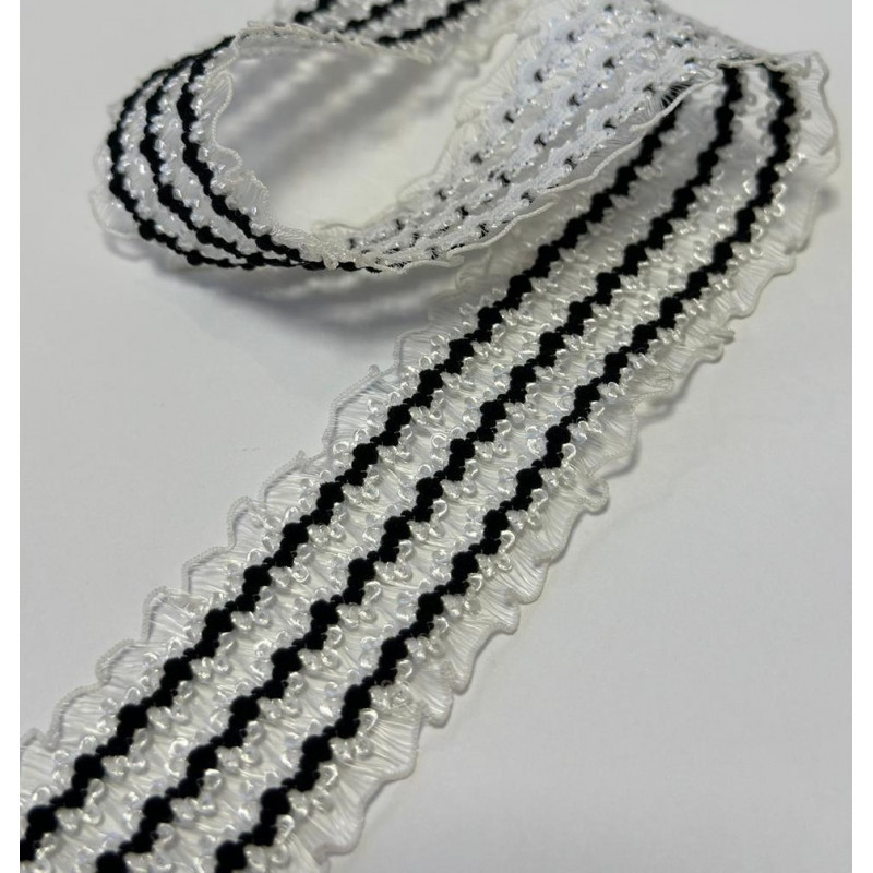 Elástico Decorativo Preto e Branco 3,5cm - 396 Elástico Decorativo Preto e Branco 3,5cm - 396