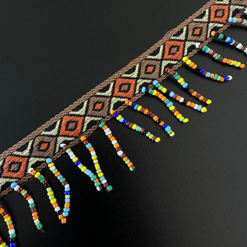 Fita Galão Étnica - Bordada com Miçangas - 1,7cm - 450