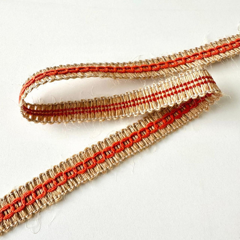 Entremeio de Sisal com Algodão - Laranja - 1,5cm - 427 Entremeio de Sisal com Algodão - Laranja - 1,5cm - 427