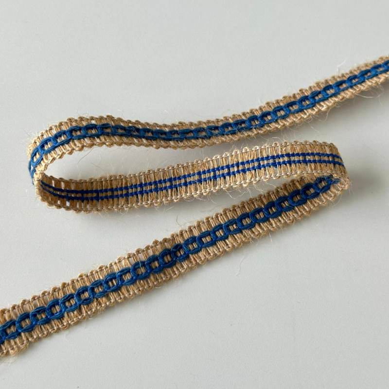Entremeio de Sisal com Algodão - Azul - 1,5cm - 426
