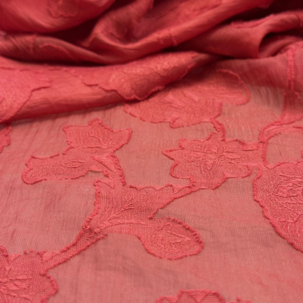 Tafetá Indiano Devorê - Vermelho Goiaba 