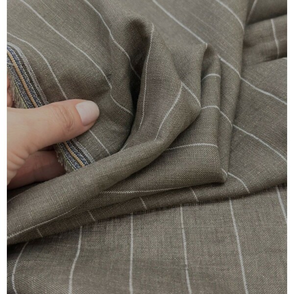 Linho Puro Fendi - Risca-de-Giz - Fio Tinto