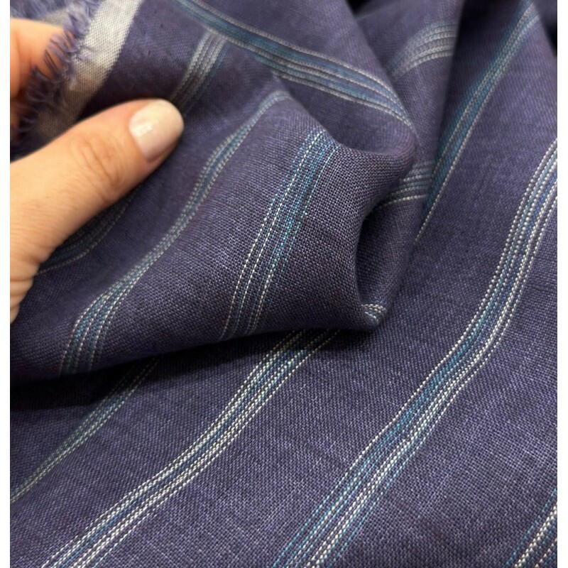 Linho Puro Maquinetado - Marinho - Fio Tinto Linho Puro Maquinetado - Marinho - Fio Tinto