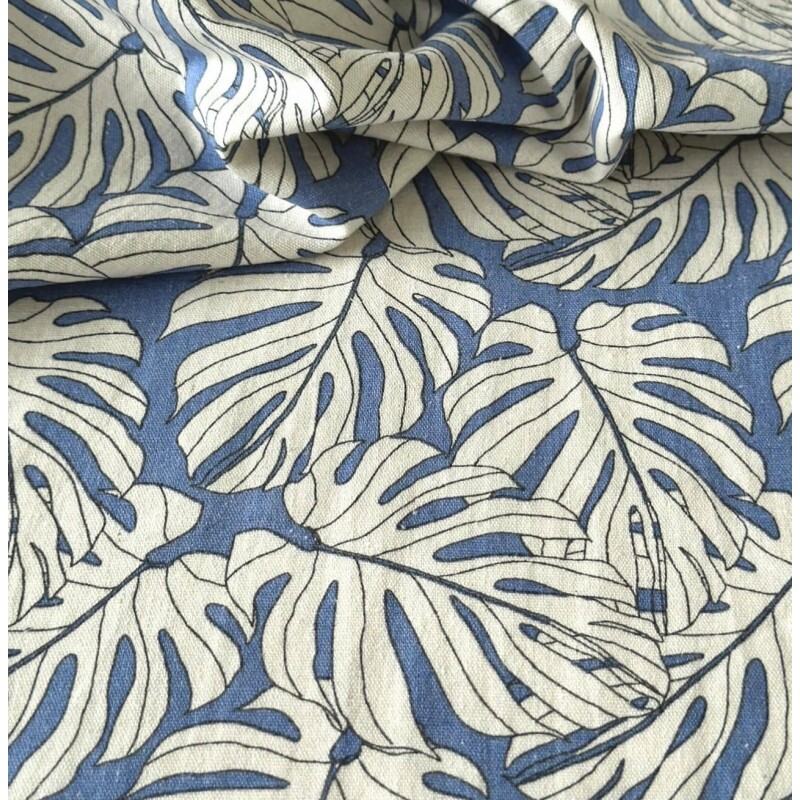 Algodão Costela de Adão - Azul Hortência / Off 