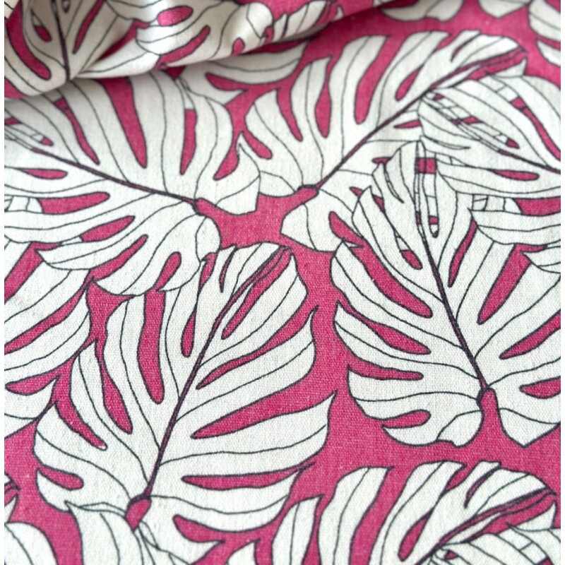 Algodão Costela de Adão - Rosa / Off