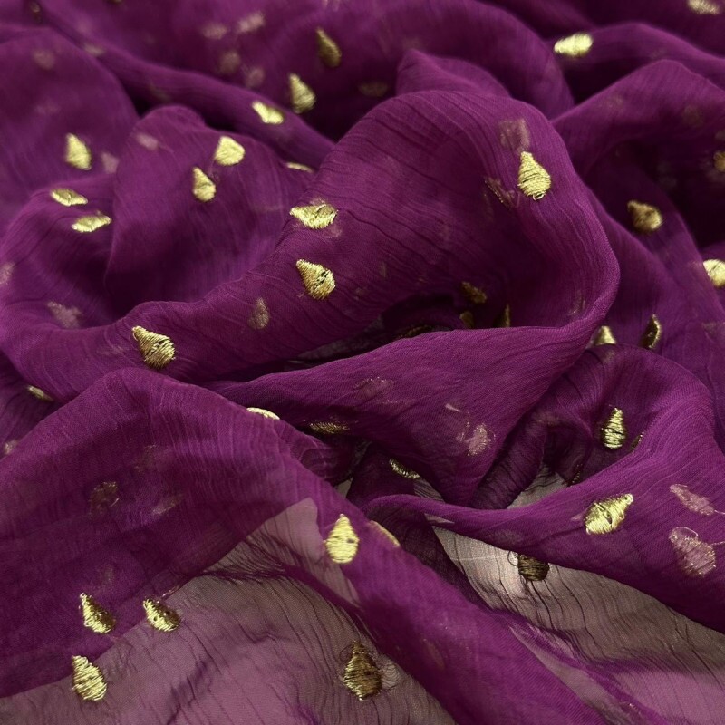 Chiffon Indiano Bordado - Fúcsia 