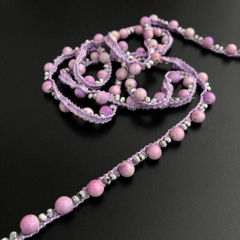 Faixa Bordada - Pérolas Lavanda