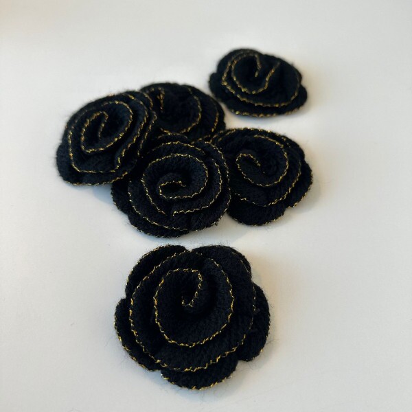 Aplique Tricot - Preto / Lurex Dourado
