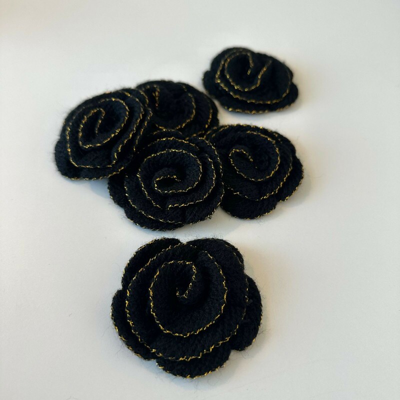 Aplique Tricot - Preto / Lurex Dourado