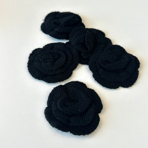 Aplique Flor - Tricot Preto