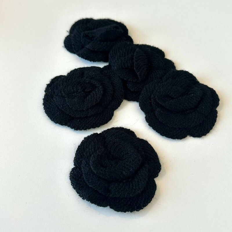 Aplique Flor - Tricot Preto