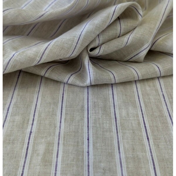 Linho Puro - Natural / Faixas - Fio Tinto