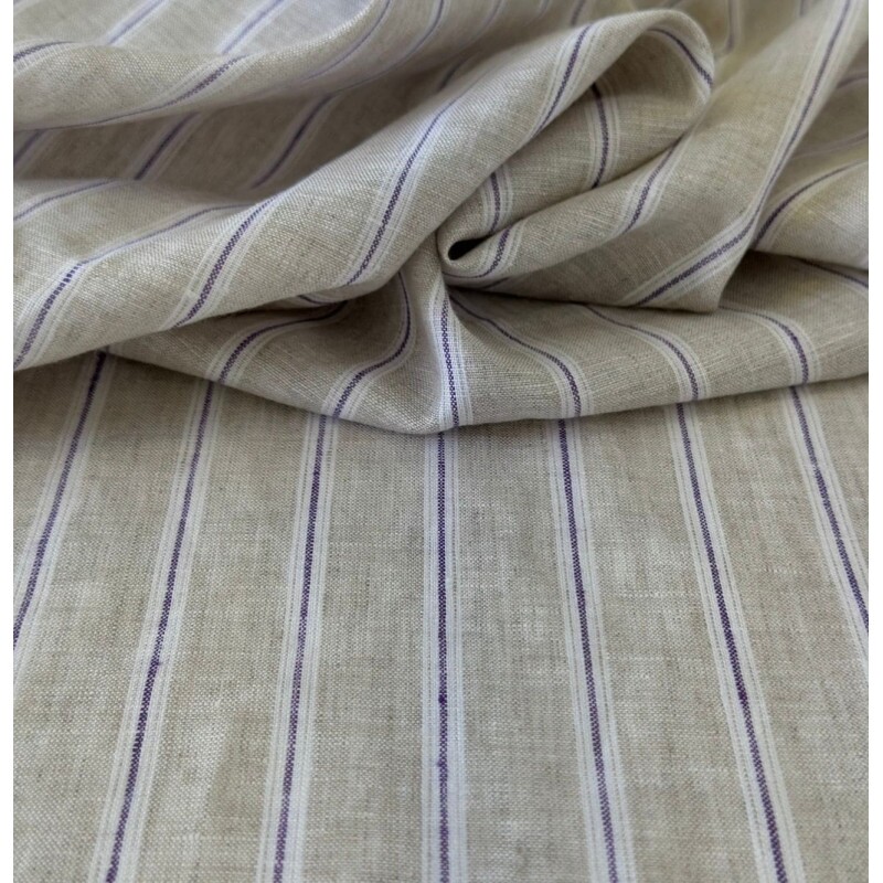 Linho Puro - Natural / Faixas - Fio Tinto