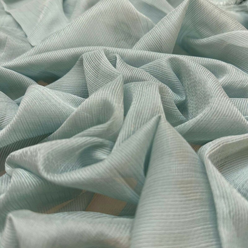 Último Corte - 2,20m - Georgette Filetado Acetinado - Verde Cinzento