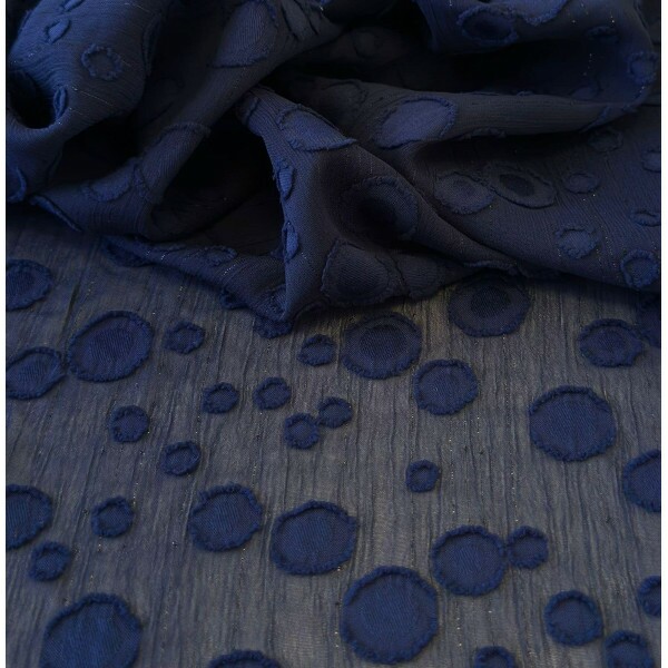 Chiffon Poá Mix - Marinho c/Fio Metalizado