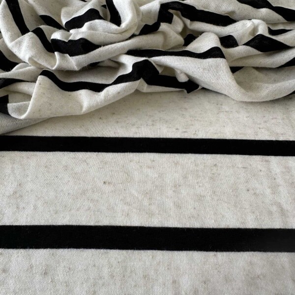 Malha Tricot Minimalista Linho - Crú e Preto