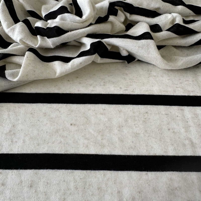 Malha Tricot Minimalista Linho - Crú e Preto