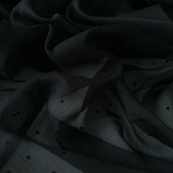 Chiffon Poá Floco - Preto 