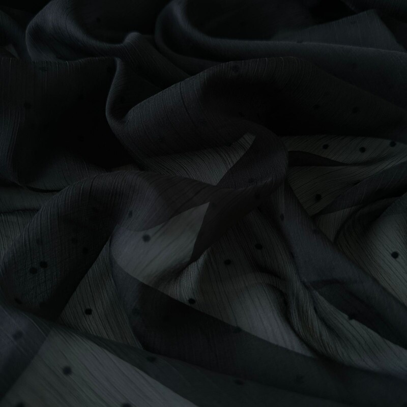 Chiffon Poá Floco - Preto 