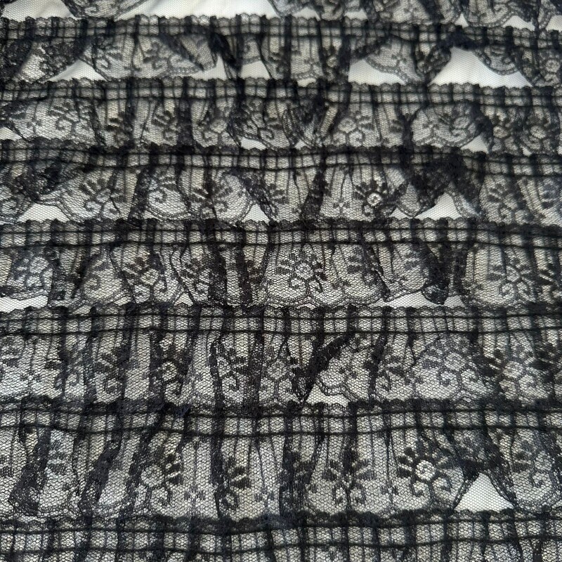 Tule com Babado de Renda - Preto 