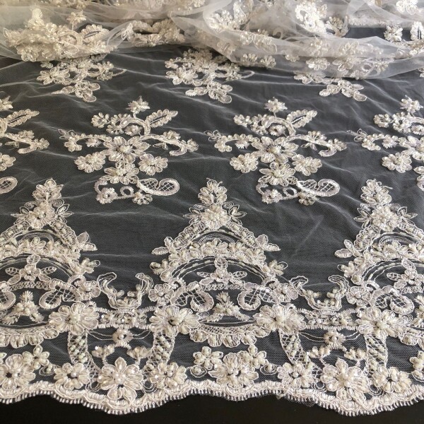 Último Corte - 90cm - Tule Bordado Barrado Duplo