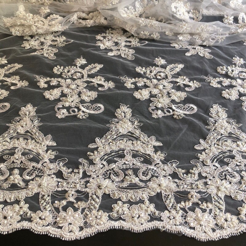 Último Corte - 90cm - Tule Bordado Barrado Duplo