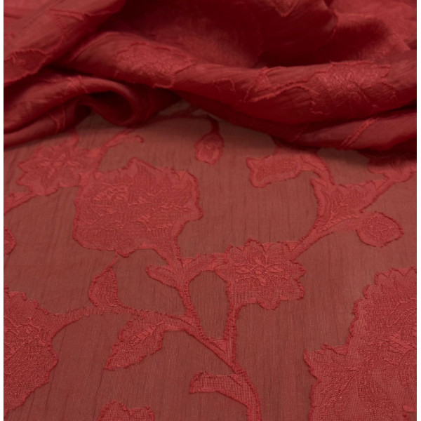 Tafetá Indiano Devorê - Vermelho Goiaba Tafetá Indiano Devorê - Vermelho Goiaba