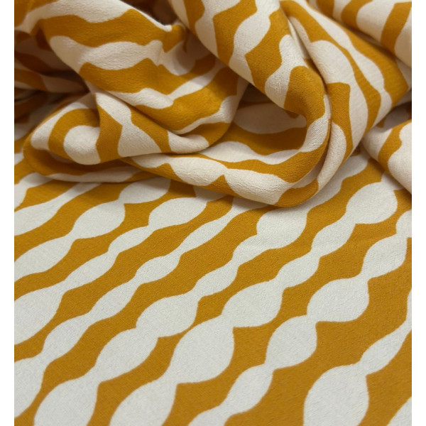 Crepe de Viscose - Açafrão / Off White  