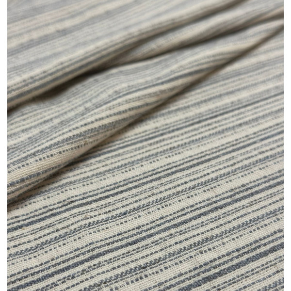 Mandau - Algodão Maquinetado - Crú / Azul Cimento 