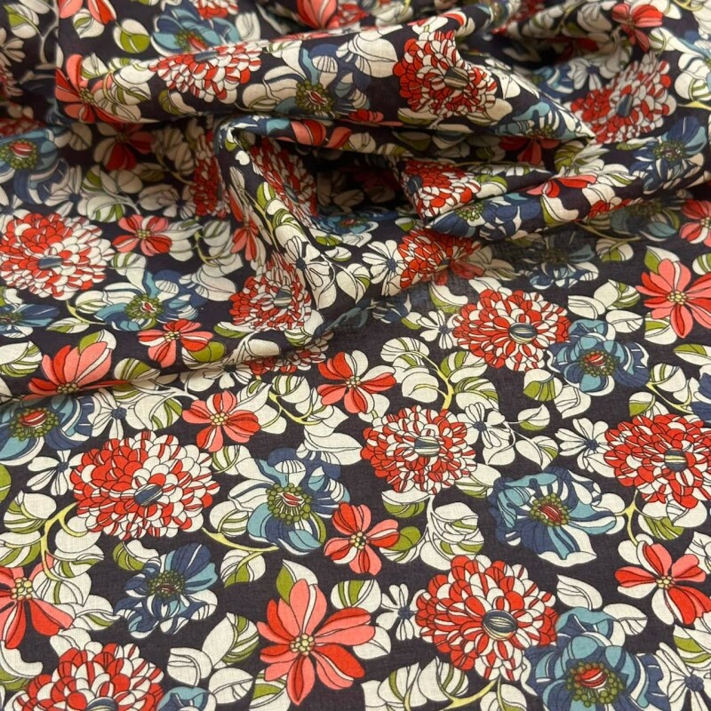 Cambraia Floral - Fundo Marinho Cambraia Floral - Fundo Marinho
