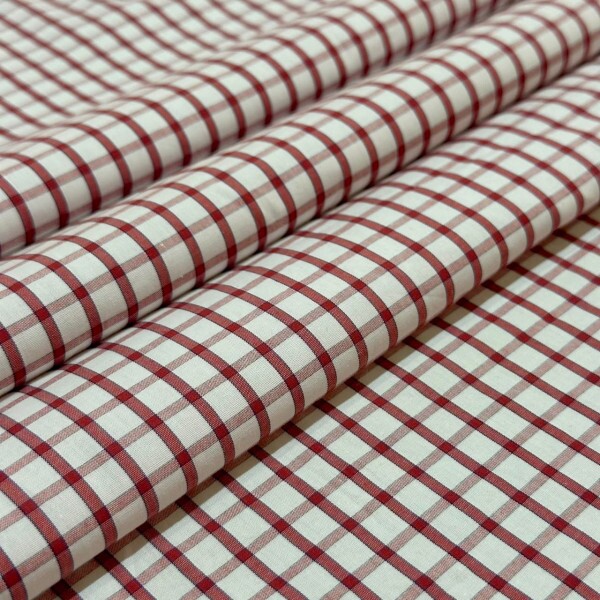 Tricoline Tradicional - Vermelho / Off - Fio Tinto Tricoline Tradicional - Vermelho / Off - Fio Tinto